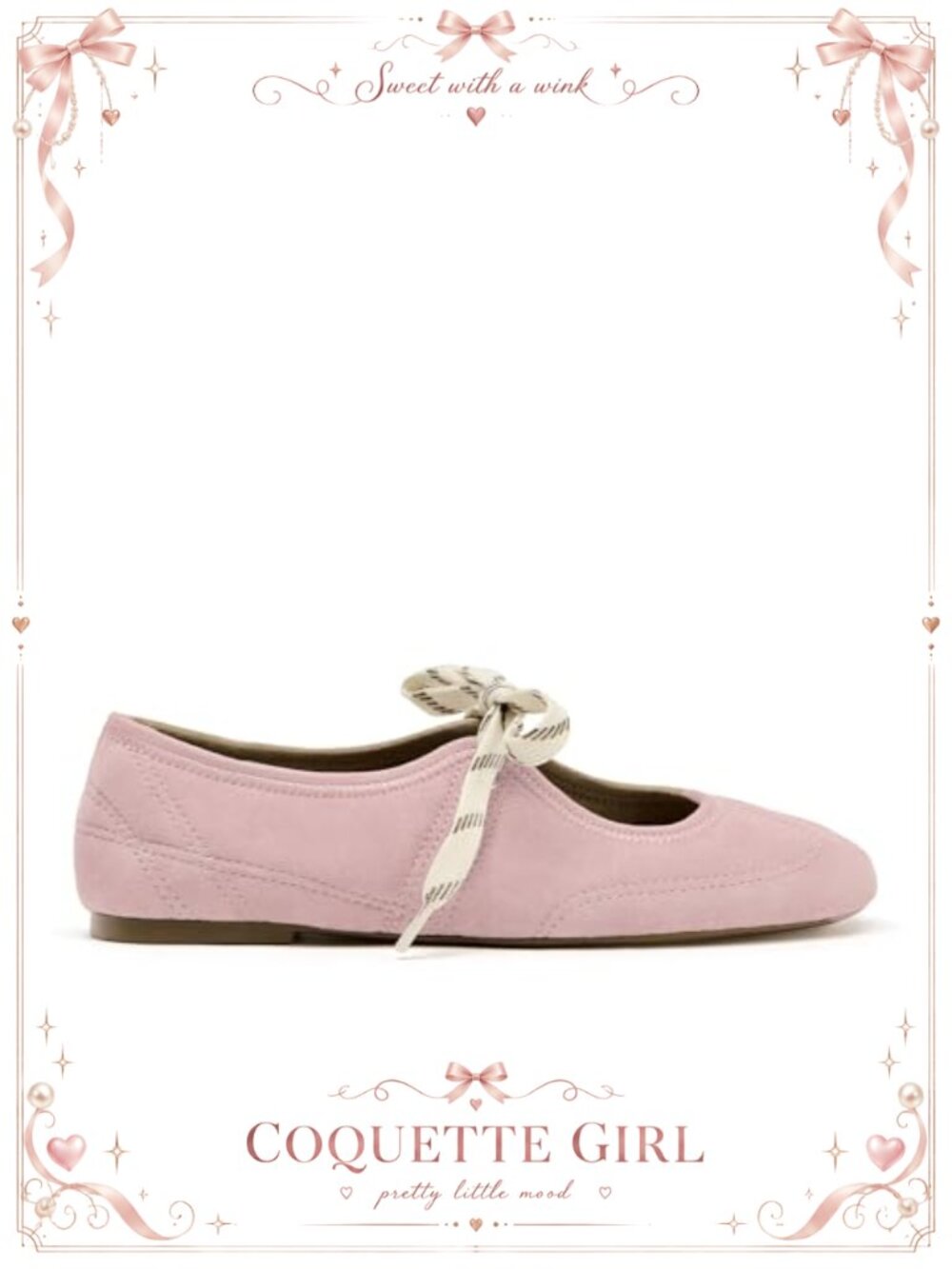 Suede Ballet Flats Lace-Up Round Toe Mary Jane Comfortable Casual Shoes